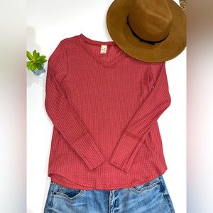 Simple Pink V-Neck Top
